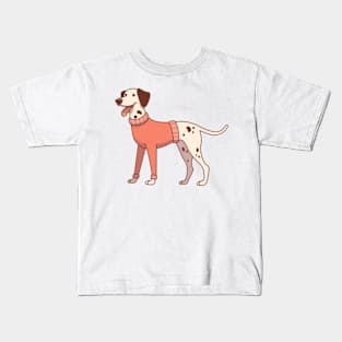 Dalmatian dog wearing a red sweater Kids T-Shirt